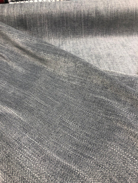 Freddie Dark Metal Soft Chenille Upholstery Fabric - Dark Metal Herringbone, 58" Width (1 Yard)