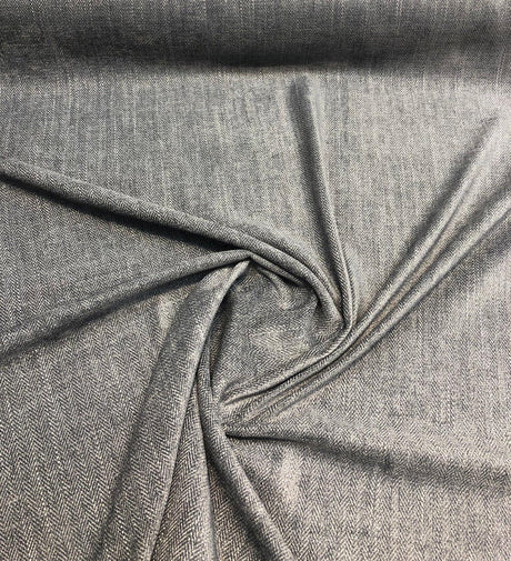 Freddie Dark Metal Soft Chenille Upholstery Fabric - Dark Metal Herringbone, 58" Width (1 Yard)