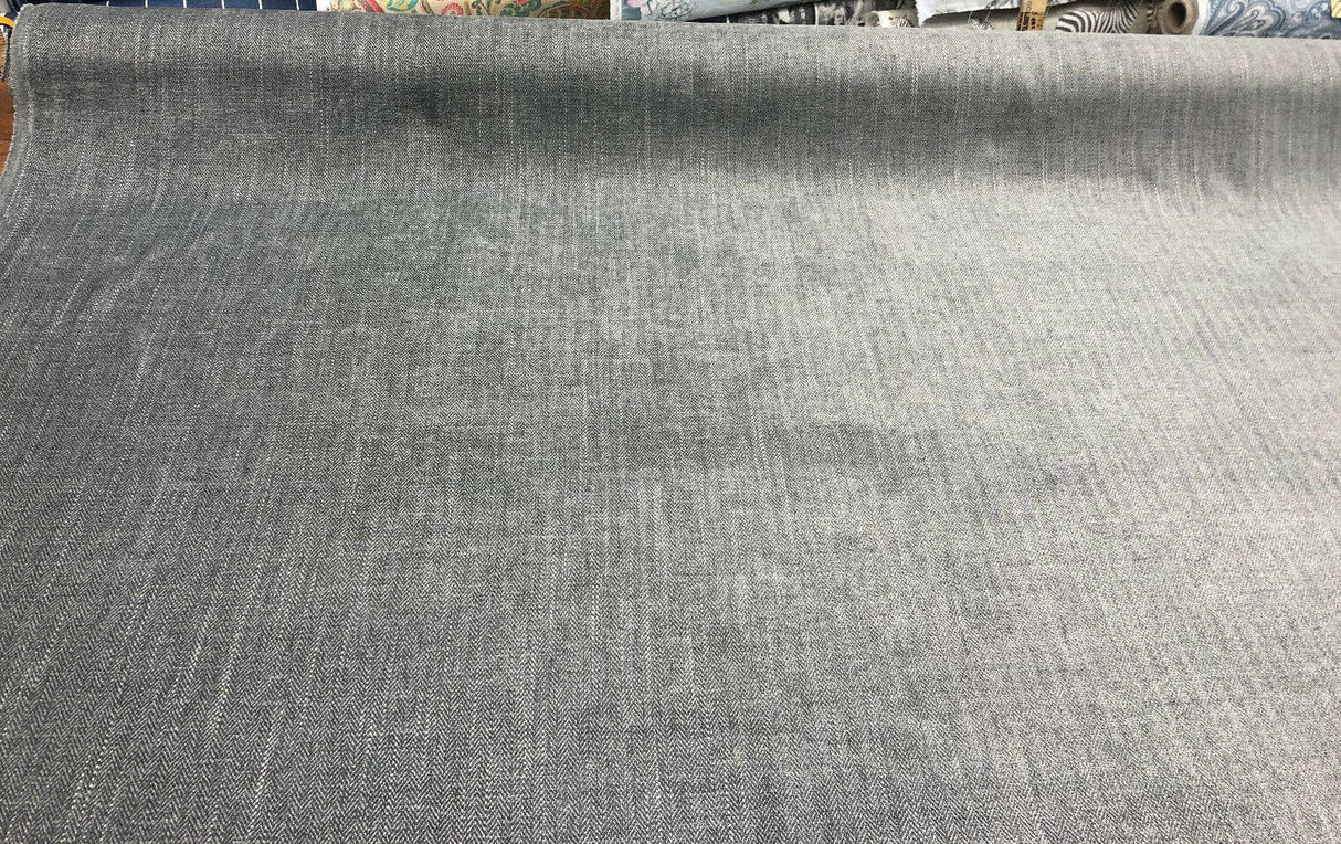 Freddie Dark Metal Soft Chenille Upholstery Fabric - Dark Metal Herringbone, 58" Width (1 Yard)