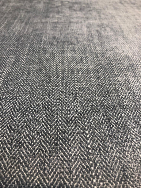 Freddie Dark Metal Soft Chenille Upholstery Fabric - Dark Metal Herringbone, 58" Width (1 Yard)