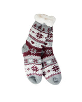 Snowflake, Tree & Heart Knit Thermal Slipper Socks with Non-Slip Grippers