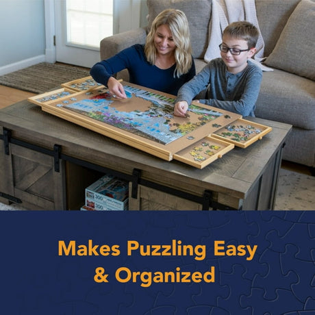 Bits and Pieces 47271 – Standard Size Wooden Puzzle Plateau for Jigsaw Puzzle Organization