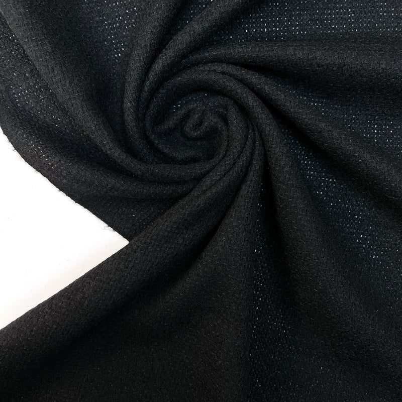 Italian Black Blue Wool Fabric