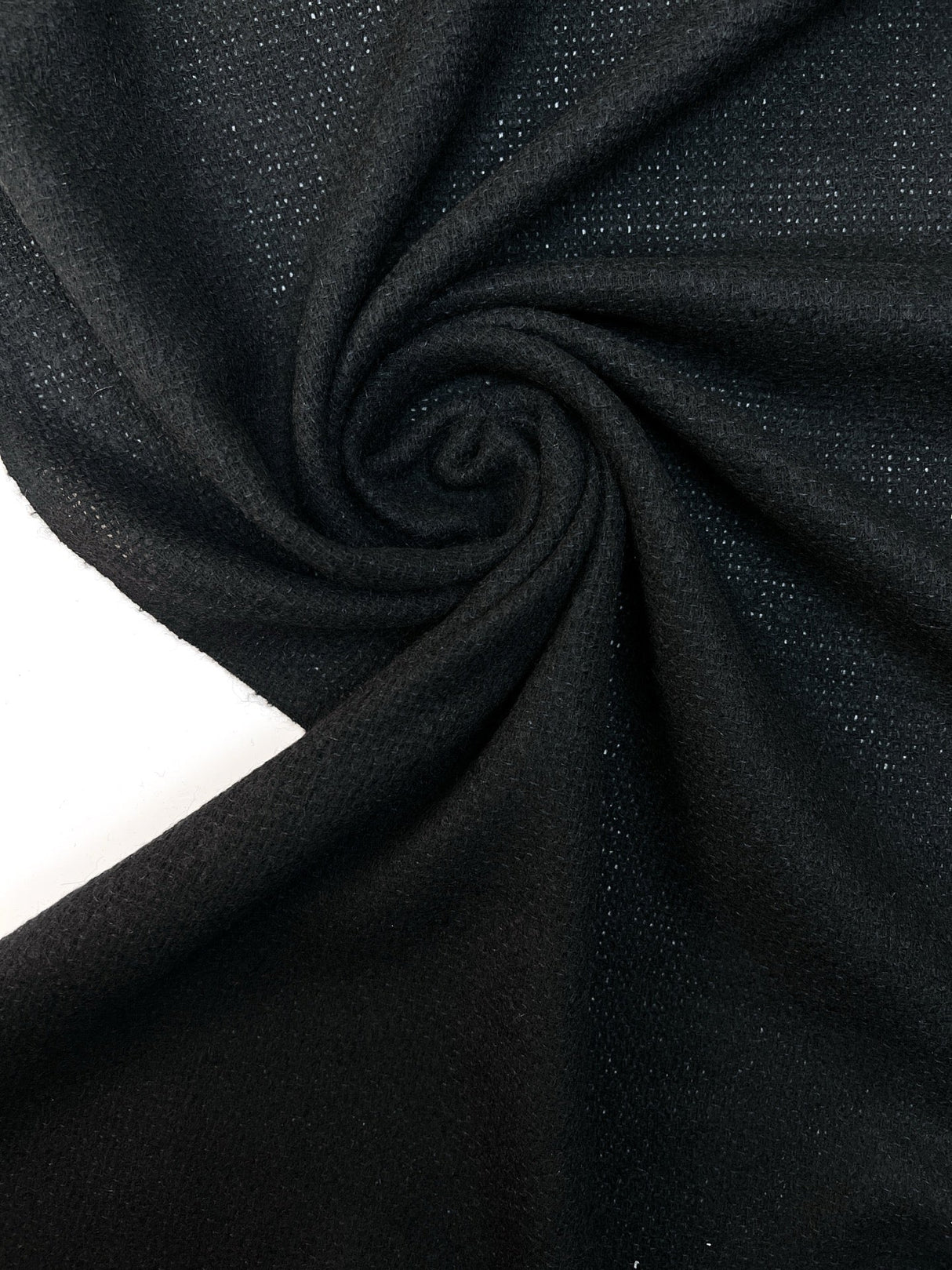 Italian Black Blue Wool Fabric