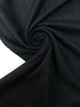 Italian Black Blue Wool Fabric