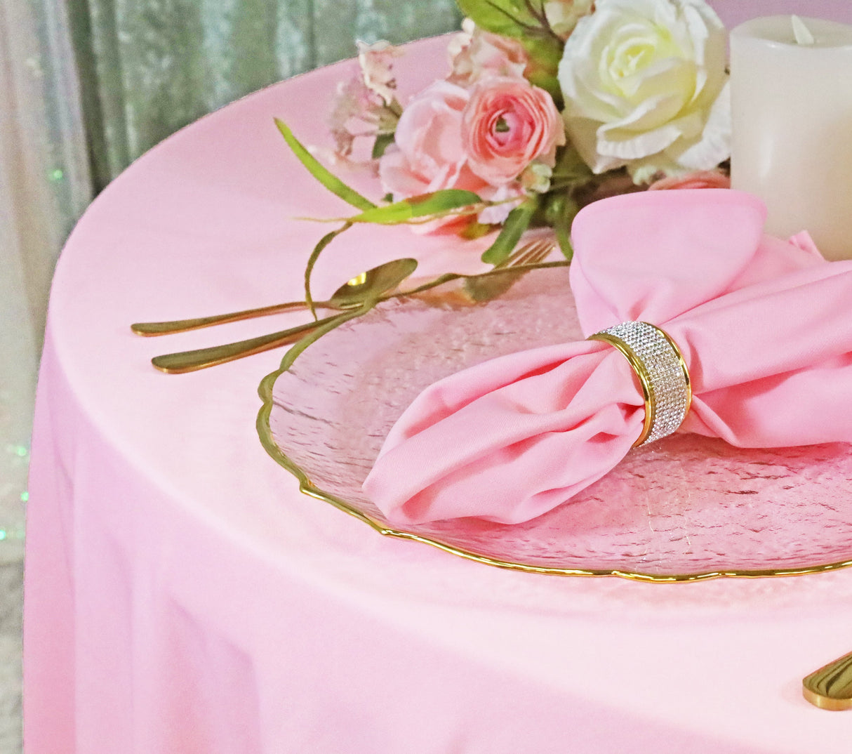 Round Scuba Tablecloth 108" Pink
