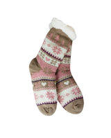 Snowflake, Tree & Heart Knit Thermal Slipper Socks with Non-Slip Grippers