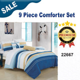 9-Pieces Sailboat Blue Yellow White Coastal Bedding Comforter Set