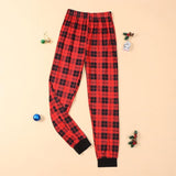 Christmas Outfits Pajamas Sets Letter Plaid Print Tops Pants Jumpsuit