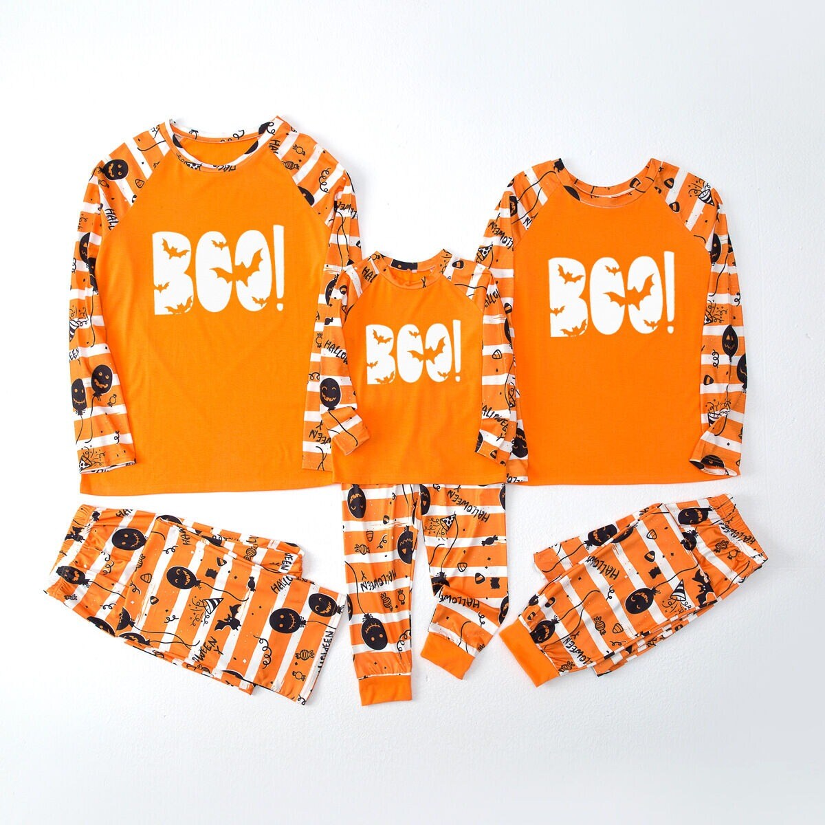 Orange Christmas Sleepwear Split Pajamas Outfits Set