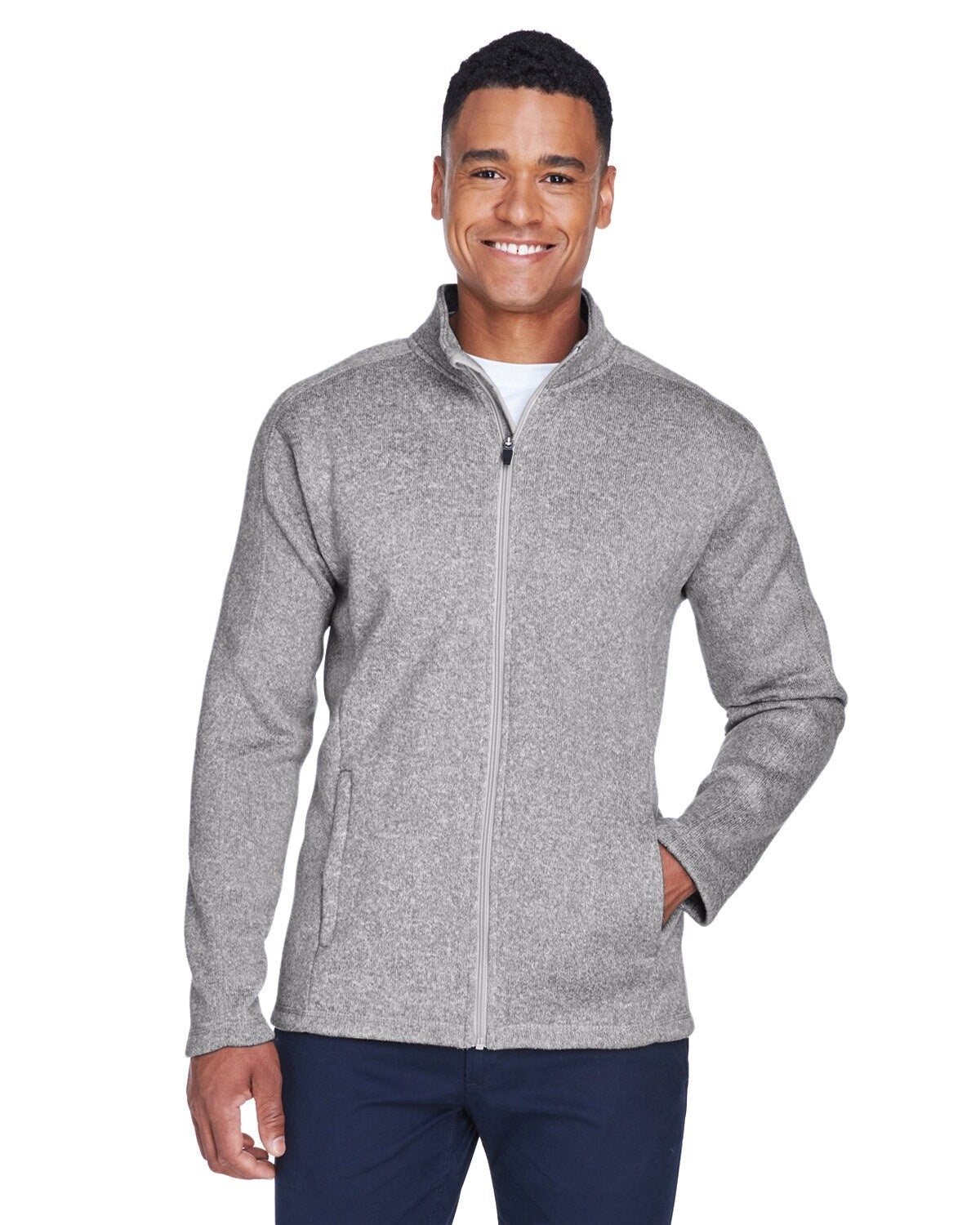 Devon & Jones® Men's Bristol Full-Zip Turtle Neck Long Sleeve Sweater Fleece Jacket