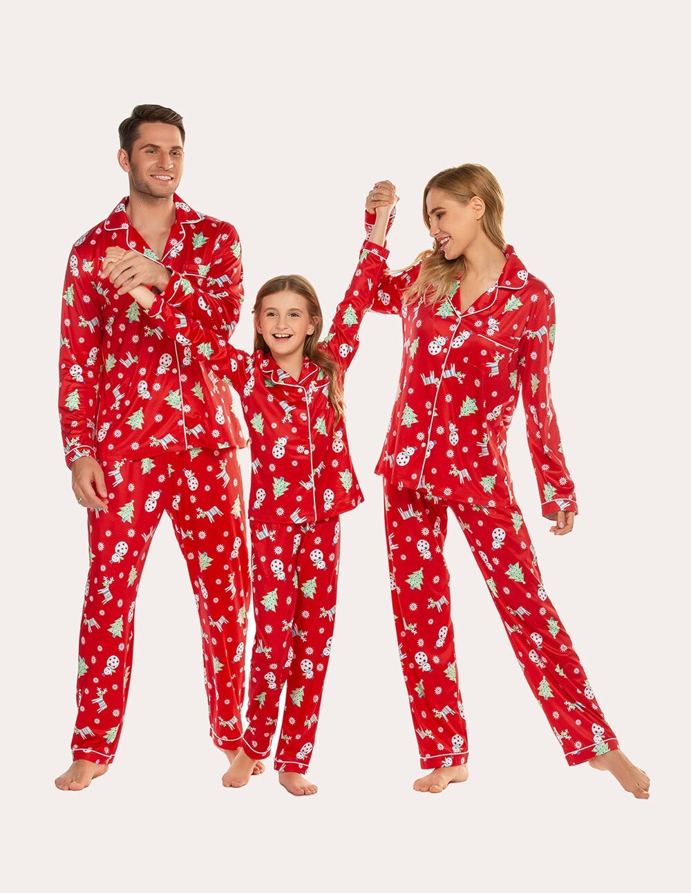 Christmas Loungewear Red Long Sleeve Tops And Pants Pajama Set