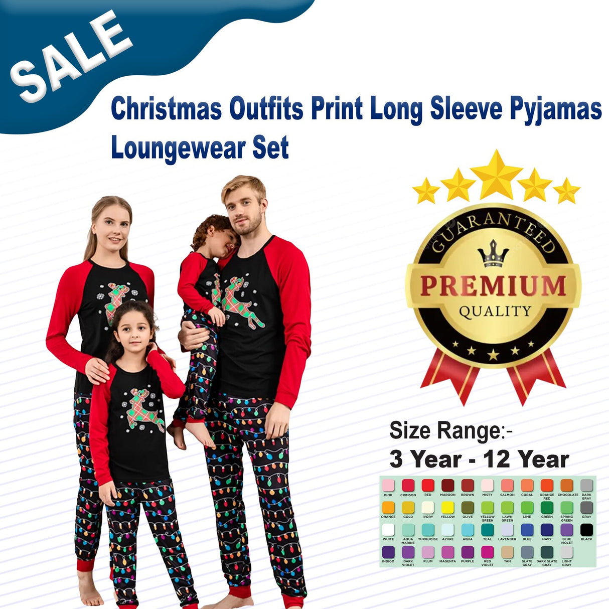 Christmas Outfits Print Long Sleeve Pyjamas Loungewear Set