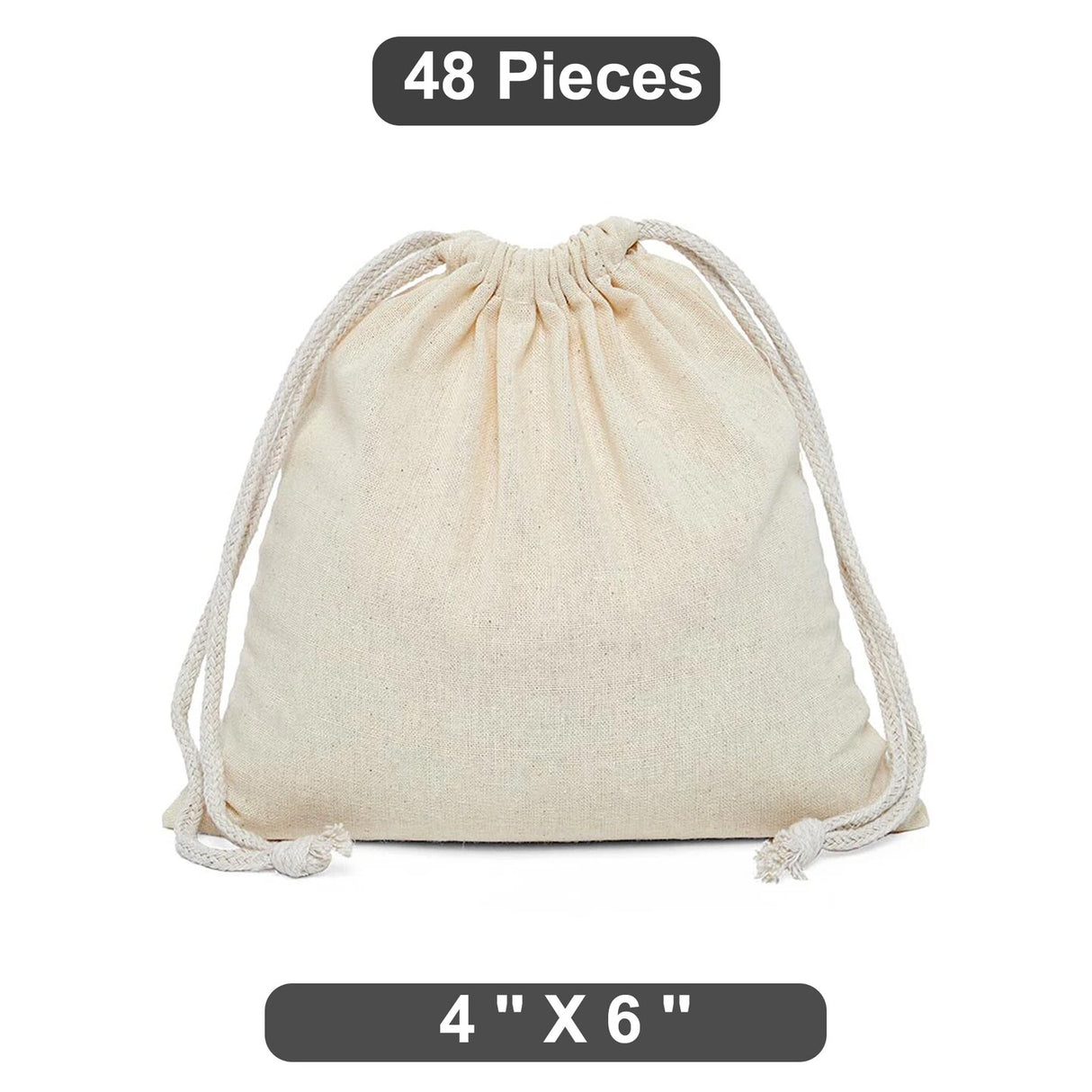 Durable 4" x 6" Plain Cotton Muslin Pouch