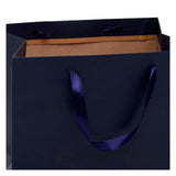 Colored Kraft Euro Totes with Satin Ribbon Handles 13''x5''x9'' Navy Color 12 EACH / PACKAGE