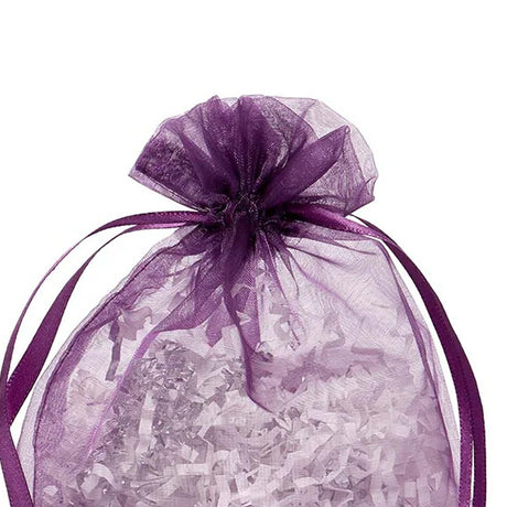 Wide Round Flat Bottom Organza Bags 6 1/2'' x 4'' x 7'' for Wedding Gifts