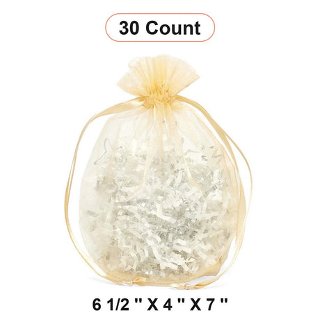 Wide Round Flat Bottom Organza Bags 6 1/2'' x 4'' x 7'' for Party Favors