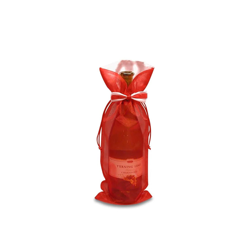 Decorative Bow Tie Organza Wine Bag 6" x 14"
