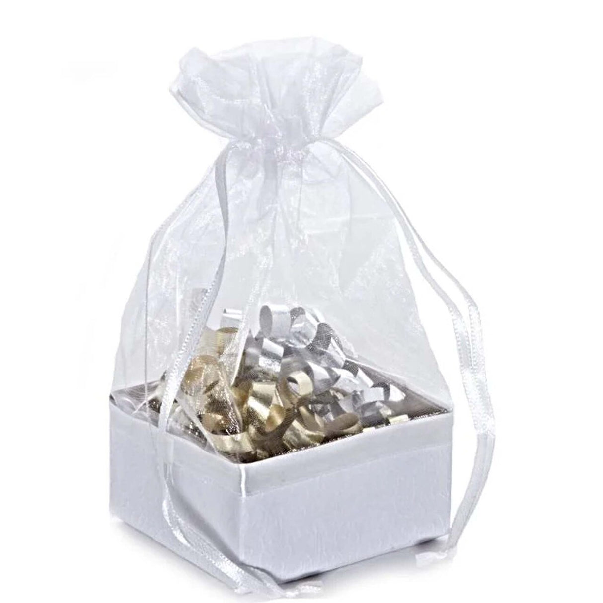 Box On The Bottom Organza Bags 2 1/2'' x 2 7/8'' x 6 1/2'' Gifts