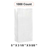 White Paper Grocery Bags 5'' x 3 1/8'' x 9 5/8''