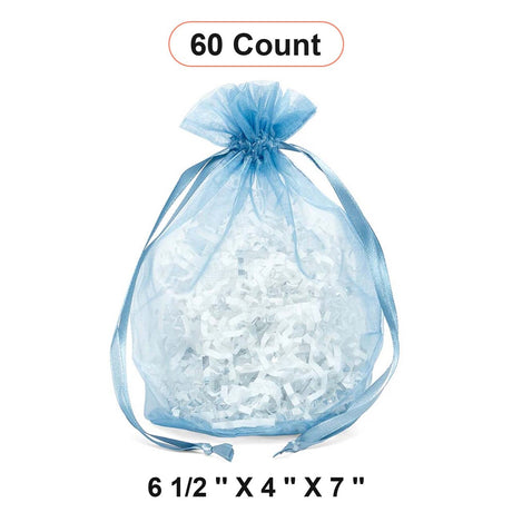 Wide Round Flat Bottom Organza Bags 6 1/2'' x 4'' x 7'' for Event Favors