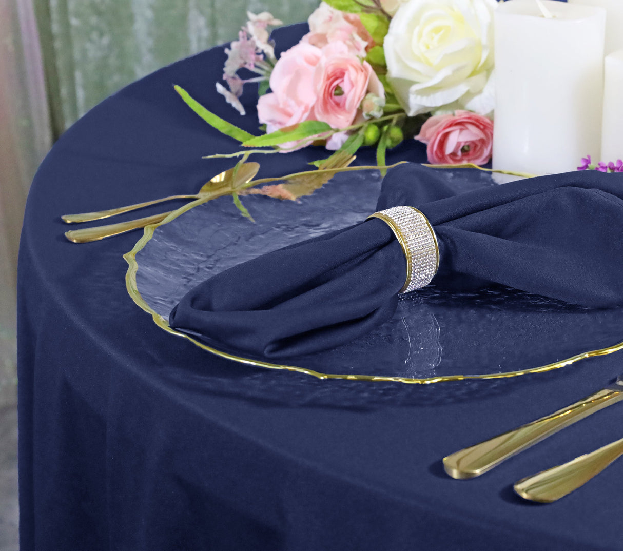 Square Scuba Table Overlay 72x72 Navy Blue