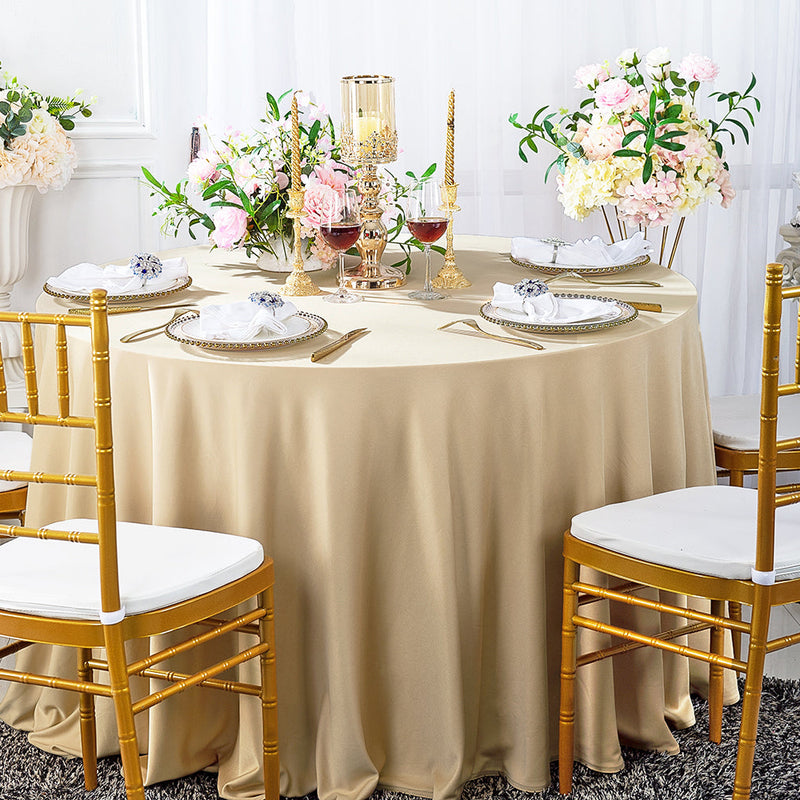 Round Scuba Tablecloth 108" Champagne