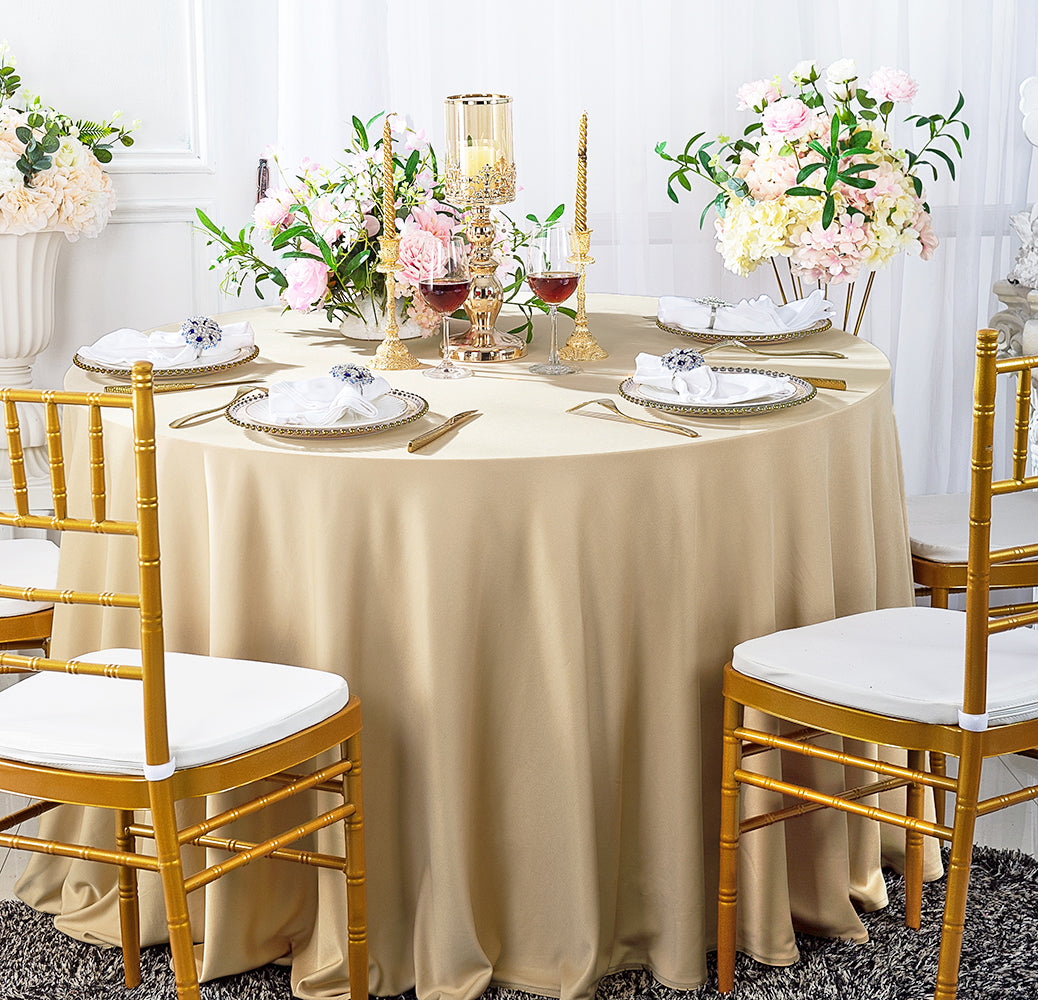Round Scuba Tablecloth 90" Champagne