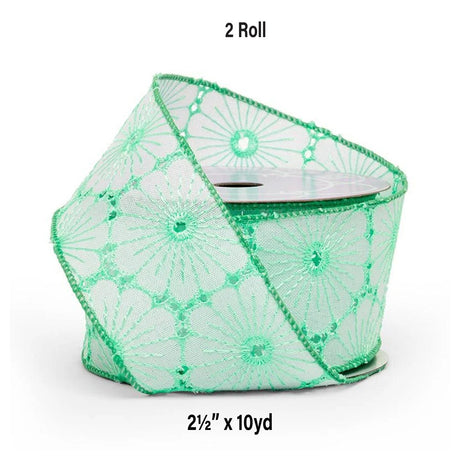Fabric Floral Wired Ribbon 2.5" x 10 Yards