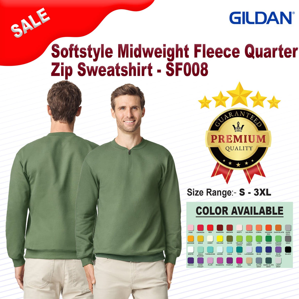 Gildan® Softstyle Midweight Fleece Quarter Zip Sweatshirt