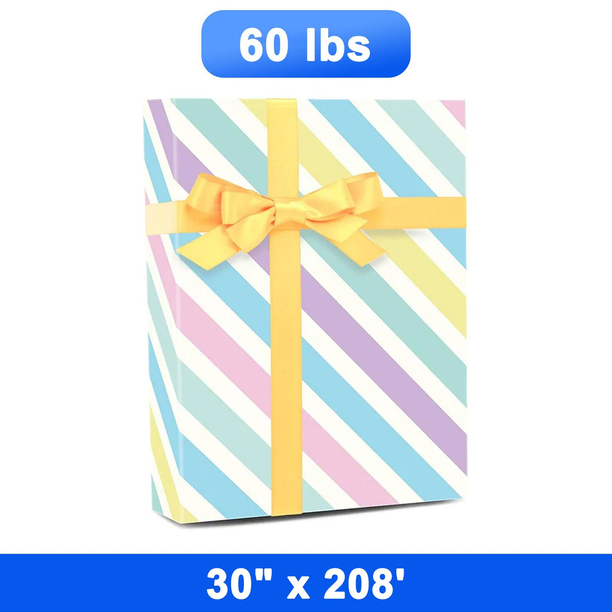 Versatile Striped Wrapping Paper 30" x 208' Roll 60 lbs