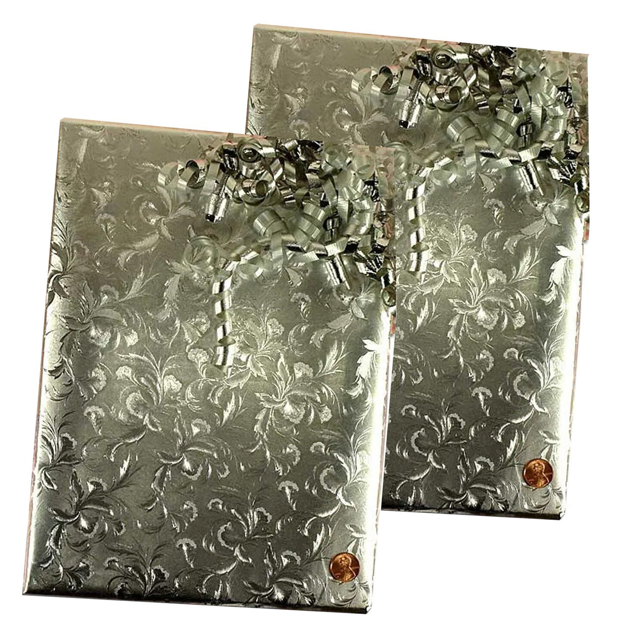 Silver Large Floral Embossed Metallic Wrapping Paper 24" x 417" Roll