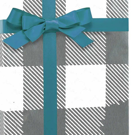 Plaid Christmas Wrapping Paper Silver Metal Lumberjack 30 ''x833 '