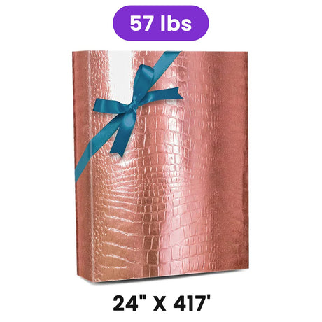 Rose Gold Embossed Metallic Wrapping Paper 24" x 417" Roll
