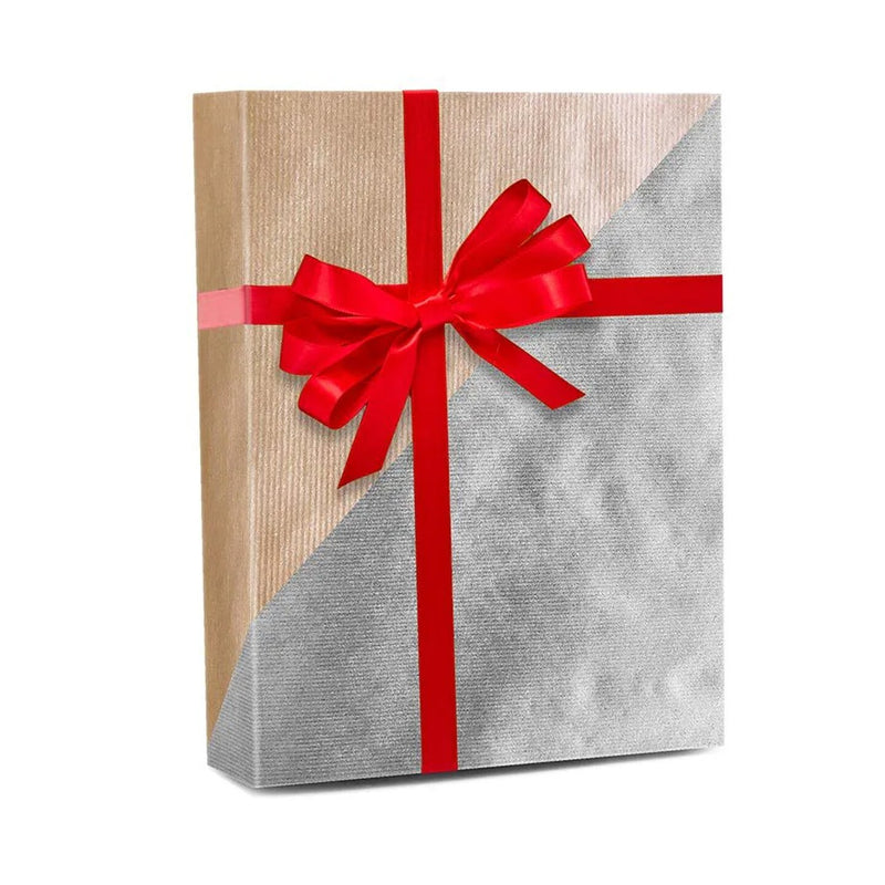 24'' x 208' Gold / Silver Kraft Christmas Wrapping Papers