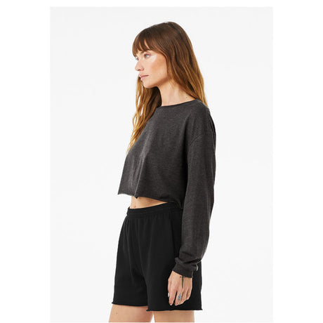 BELLA + CANVAS Bella + Canvas Ladies Cropped Long Sleeve T Shirt in Black