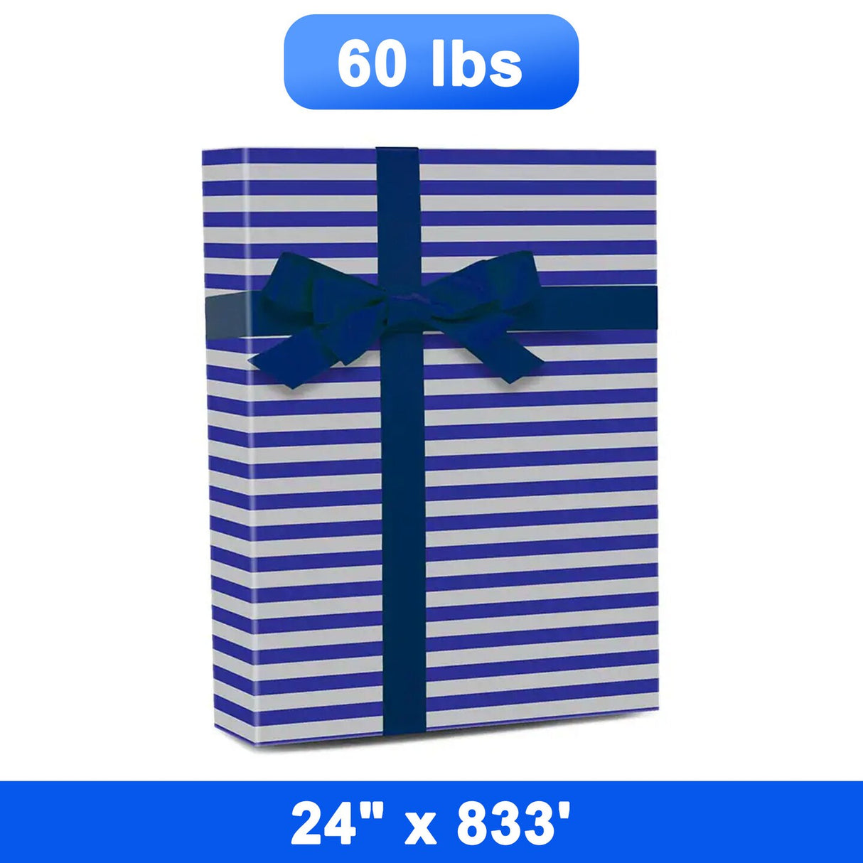 Stylish Striped Gift Wrap 24" x 833' Roll 60 lbs