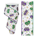 Mardi Gras Mask Wired Ribbon 2.5" x 10 Yards