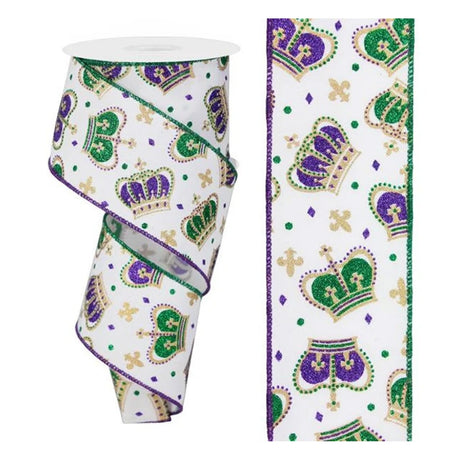 Mardi Gras Mask Wired Ribbon 2.5" x 10 Yards