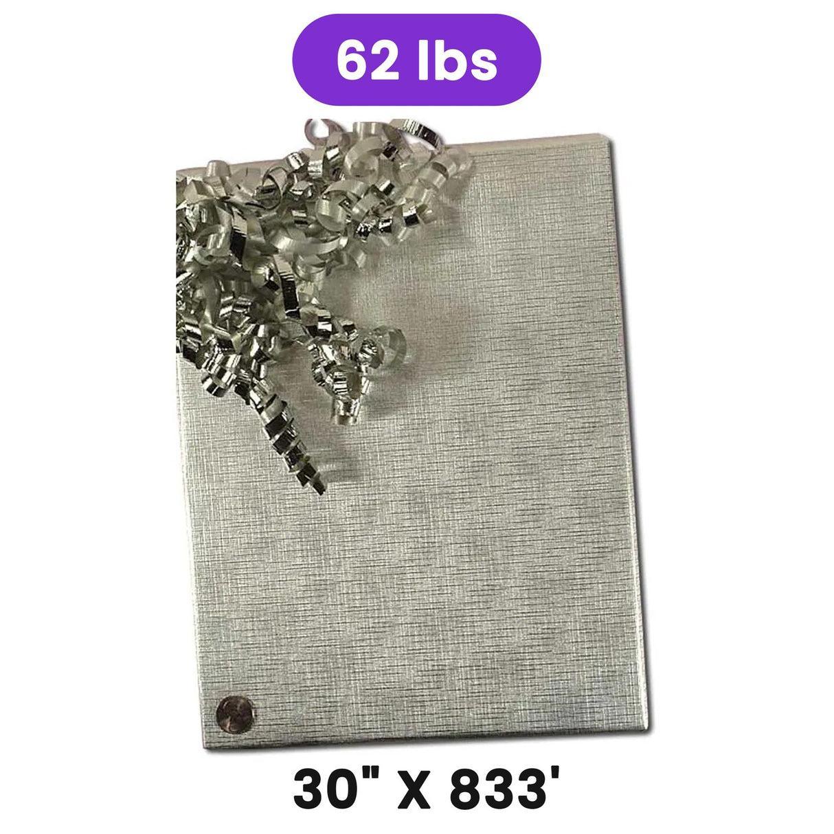 Silver Textured Embossed Metallic Wrapping Paper 30" x 833" Jumbo Roll