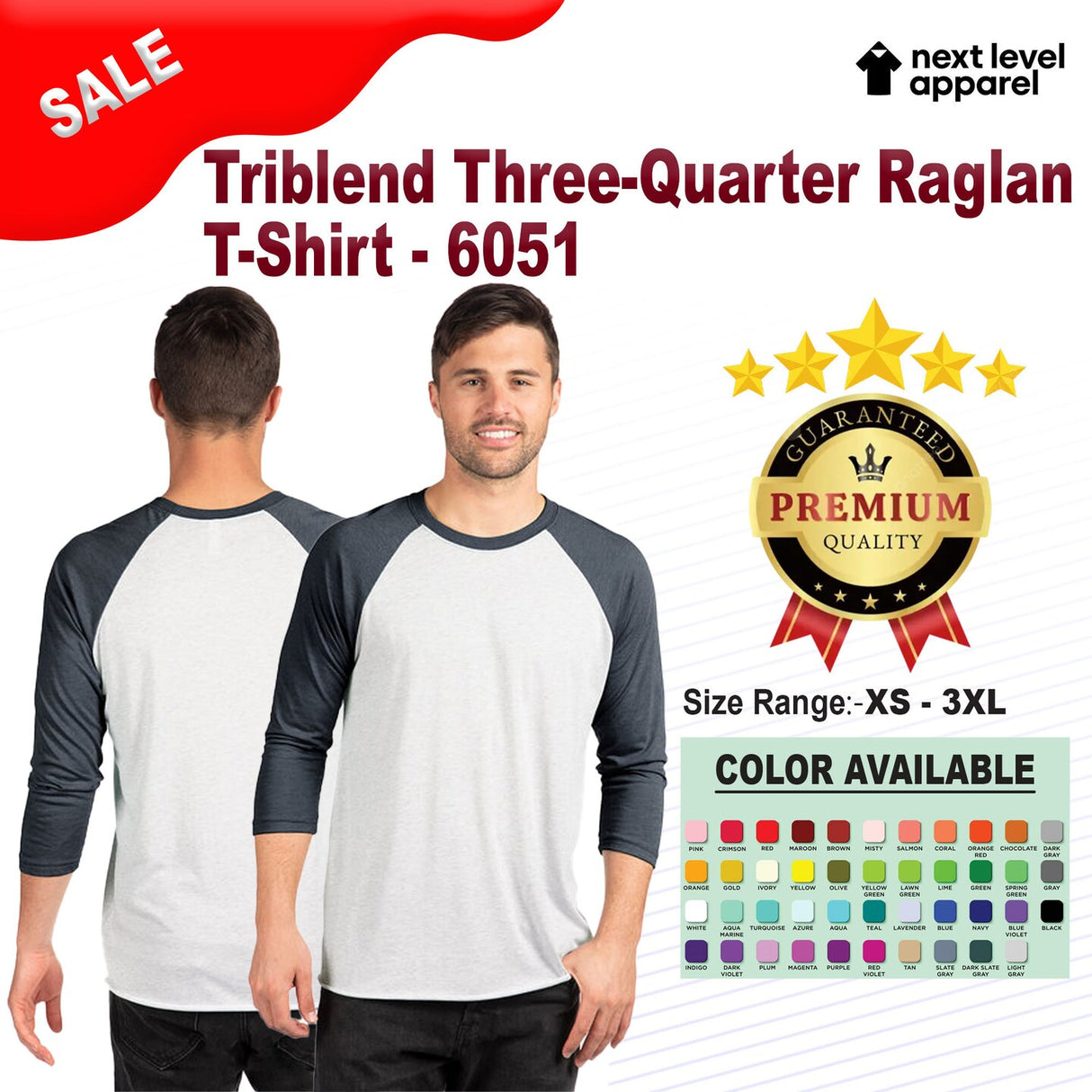 Next Level® Triblend Three-Quarter Raglan T-Shirt
