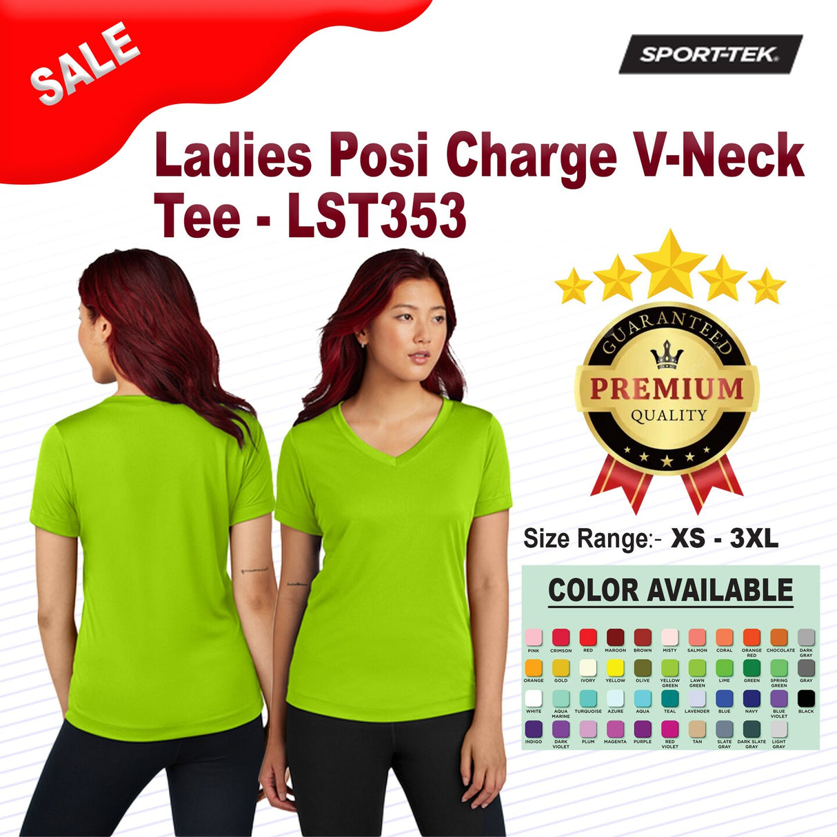 Sport-Tek® Ladies Posi Charge V-Neck Short SleeveTee