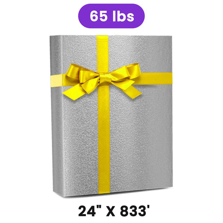 Pale Silver Embossed Metallic Wrapping Paper 24" x 833" Jumbo Roll