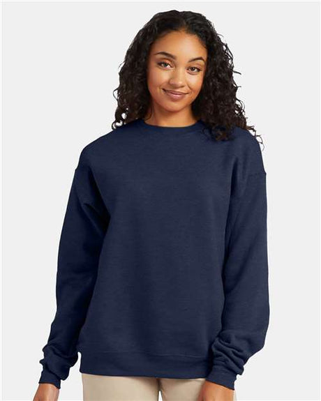 Hanes EcoSmart fleece-blend long sleeve crewneck sweatshirt in assorted colors for cool-weather wear