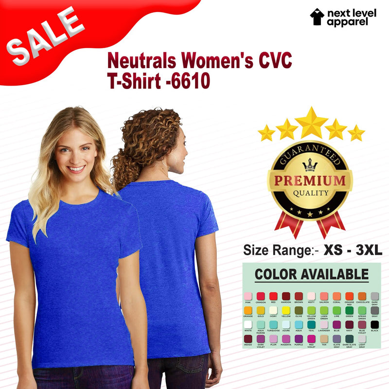 Women's Neutrals CVC crewneck short sleeve T-shirt in soft cotton blend, available colors, for casual wear