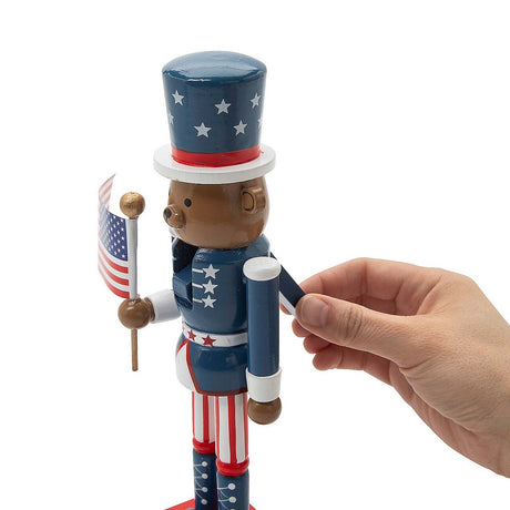 3" x 10" Patriotic Bear Wooden Nutcracker Tabletop Decoration 1 Piece