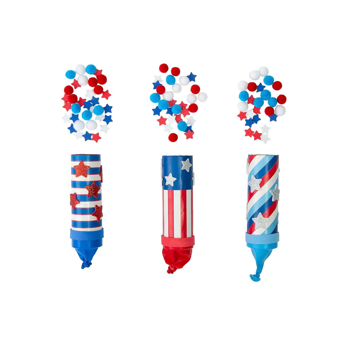 1 3/4" x 6 1/4" Patriotic Confetti Popper Craft Tube Craft Kit Makes 12