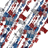 30" Bulk 48 Pieces Patriotic Red, White & Blue USA Flag Beaded Necklaces