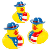 2" x 2 1/4" Patriotic Cowboy Hat Rubber Ducks 12 Pc.