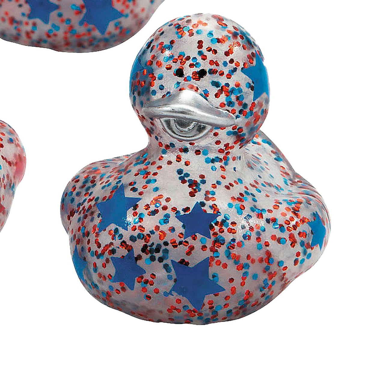 2" Patriotic Red, White & Blue Glitter Rubber Ducks 12 Pc.
